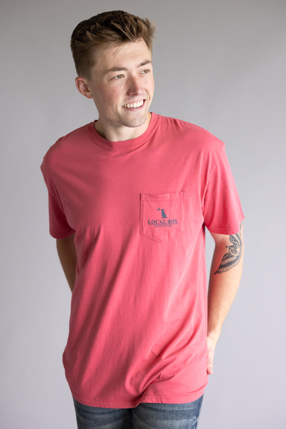Local Boy Antler Retrieve Tee for Men in Brick Red