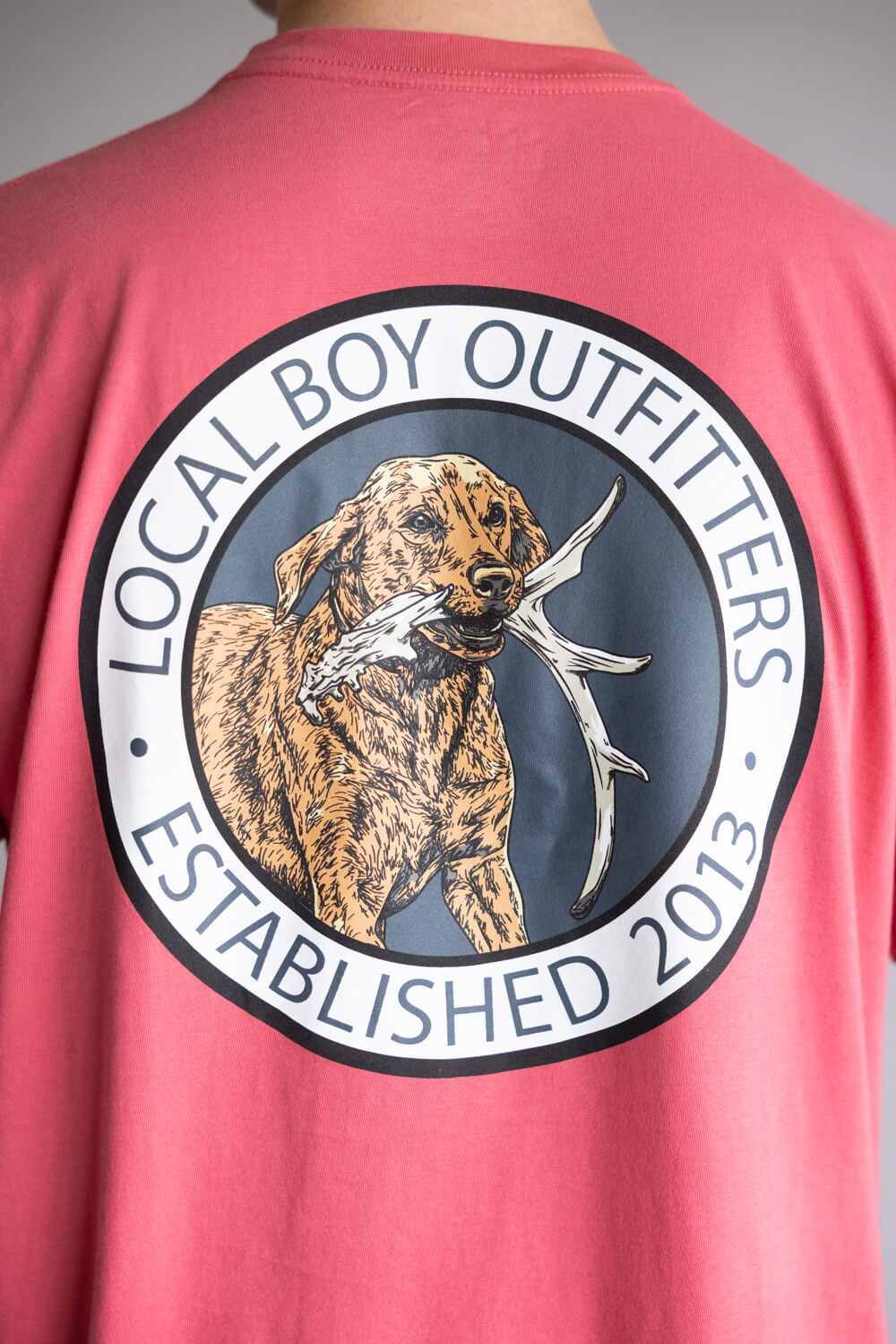 Local Boy Antler Retrieve Tee for Men in Brick Red