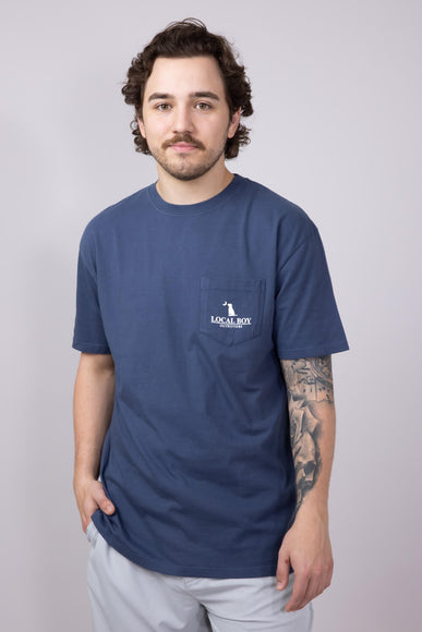 Local Boy Printed USA T-Shirt for Men in China Blue