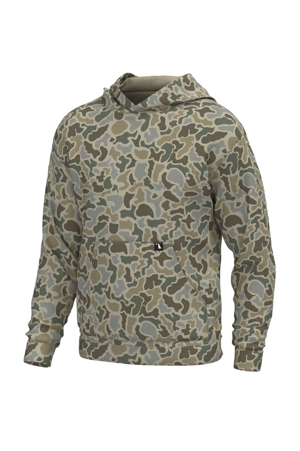 youth sized camo hoodie on white background