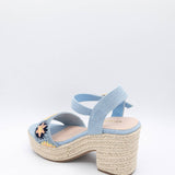 Top Moda Lock Crochet Heels for Women in Denim Blue
