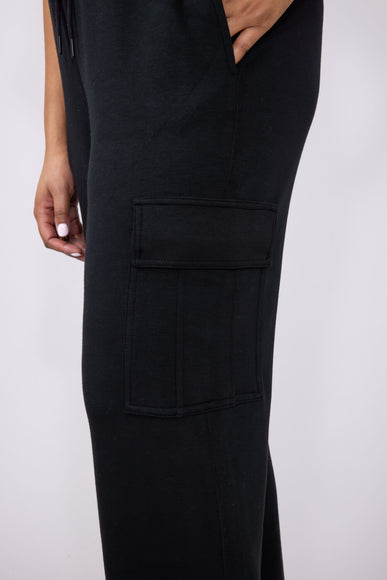 Love Tree Cargo Scuba Knit Lounge Pants for Women in Black
