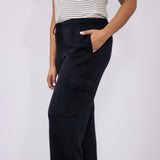 Love Tree Cargo Scuba Knit Lounge Pants for Women in Black