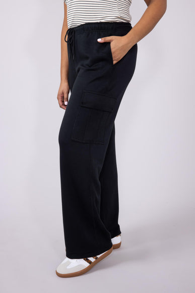 Love Tree Cargo Scuba Knit Lounge Pants for Women in Black