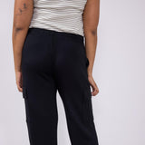 Love Tree Cargo Scuba Knit Lounge Pants for Women in Black