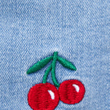 Love Tree Cherry Embroidered Denim Shorts for Women
