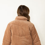 Love Tree Corduroy Puffer Jacket for Women in Brown