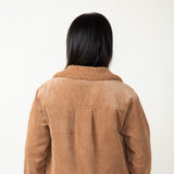 Love Tree Corduroy Sherpa Collar Lined Jacket for Women in Brown