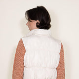 Love Tree Cropped Puffer Vest for Women in Cream