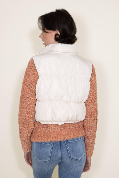 Love Tree Cropped Puffer Vest for Women in Cream