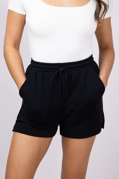 Love Tree Drawstring Scuba Lounge Shorts for Women in Black