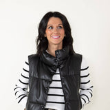 Love Tree Pleather Puffer Vest for Women in Black