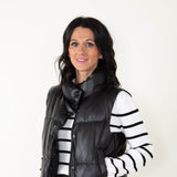 Love Tree Pleather Puffer Vest for Women in Black