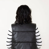 Love Tree Pleather Puffer Vest for Women in Black