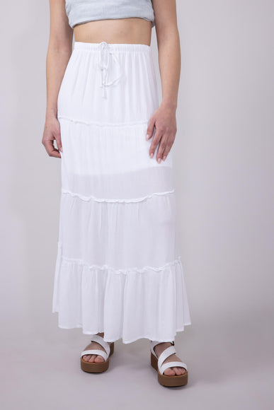 Love Tree Tiered Maxi Beach Skirt for Women in White