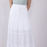 Love Tree Tiered Maxi Beach Skirt for Women in White