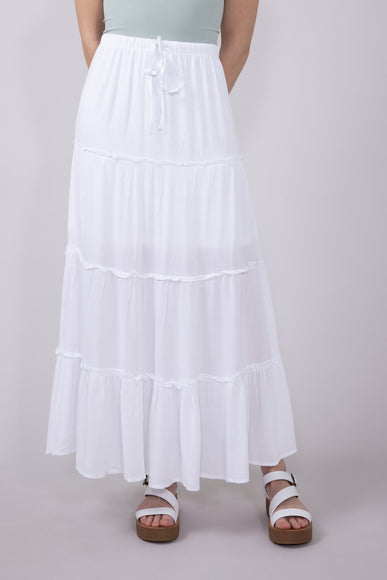 Love Tree Tiered Maxi Beach Skirt for Women in White