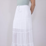 Love Tree Tiered Maxi Beach Skirt for Women in White