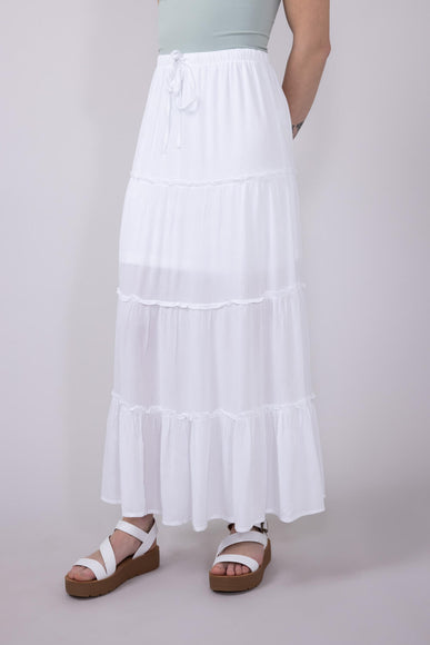 Love Tree Tiered Maxi Beach Skirt for Women in White