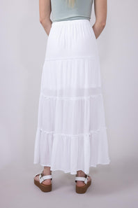 Love Tree Tiered Maxi Beach Skirt for Women in White