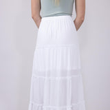 Love Tree Tiered Maxi Beach Skirt for Women in White