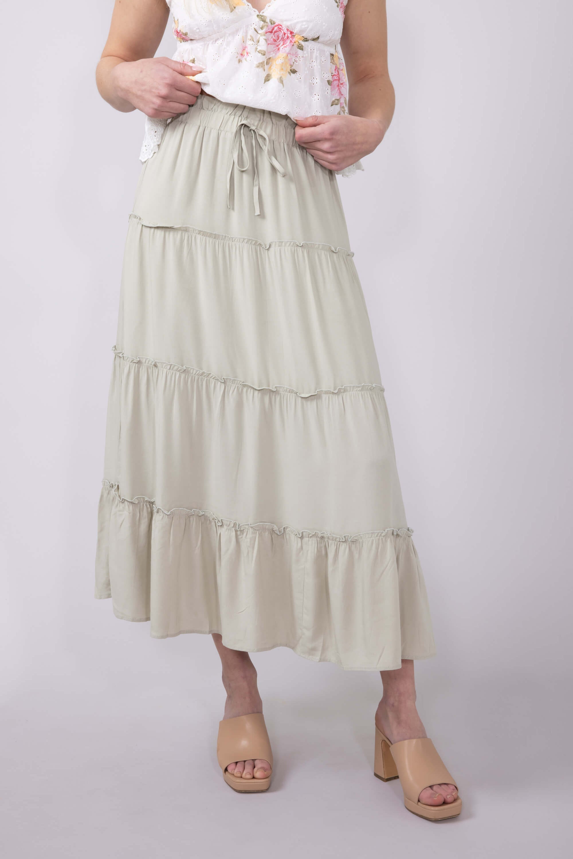 【hug your skin】25ss Strap layered midi skirt Strap layered midi skirt (Black) - hug your skin | 60