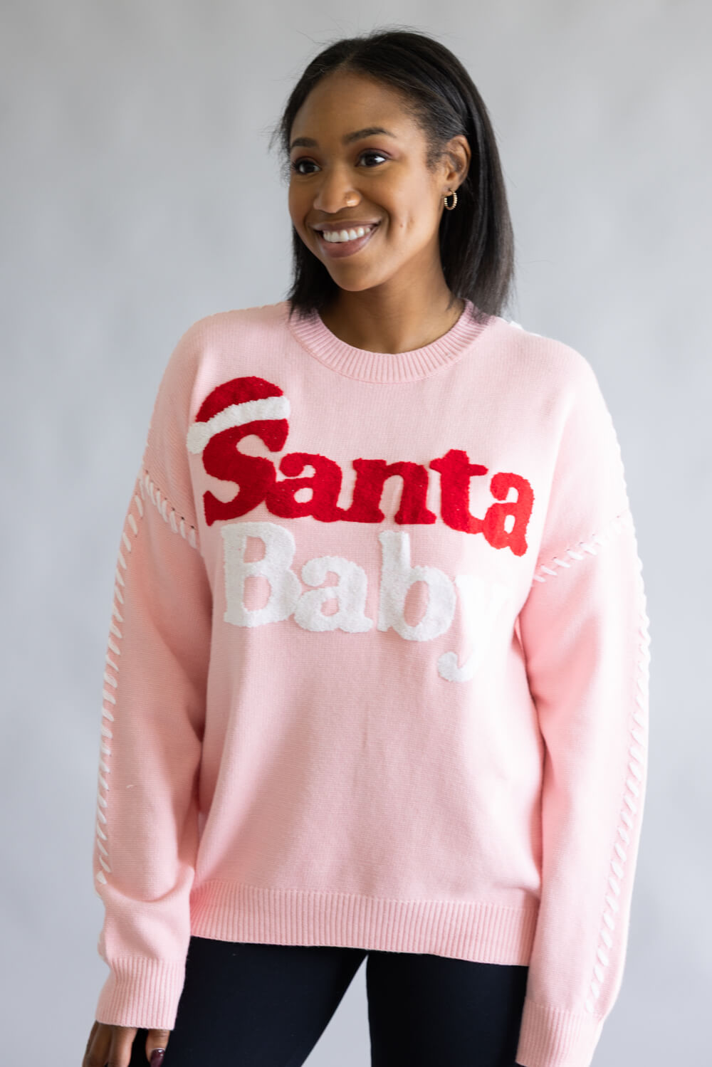 Santa Baby Sweater for Women in Light Pink