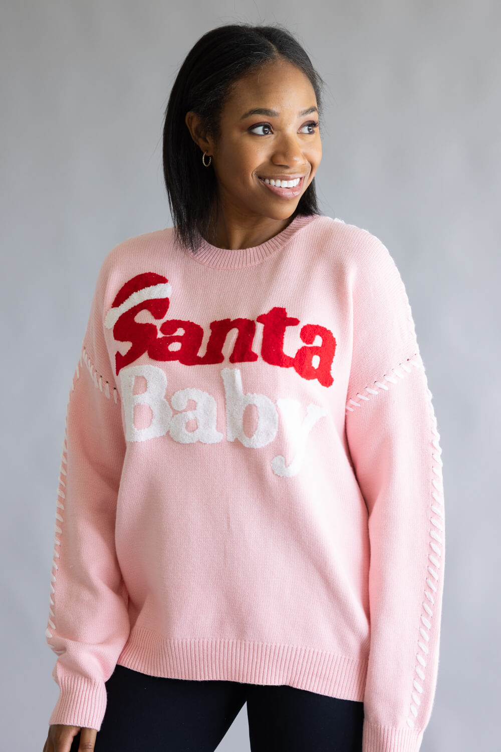 Santa Baby Sweater for Women in Light Pink