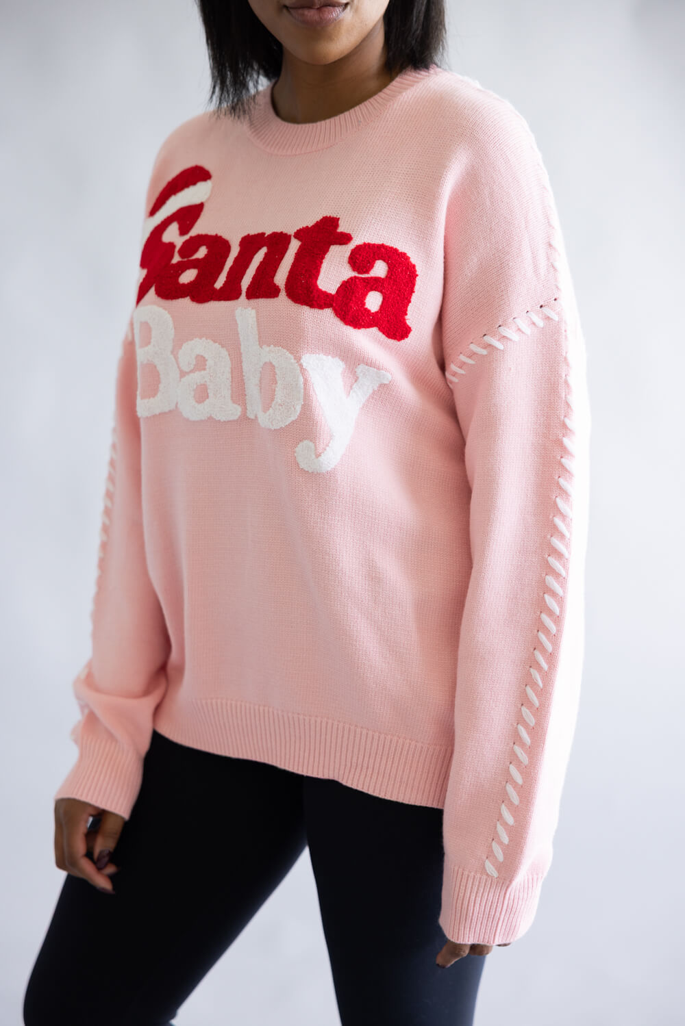 Santa Baby Sweater for Women in Light Pink