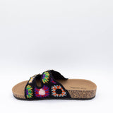 Top Moda Mars Crochet Slide Sandals for Women in Black