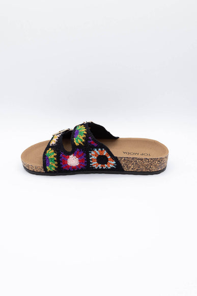 Top Moda Mars Crochet Slide Sandals for Women in Black