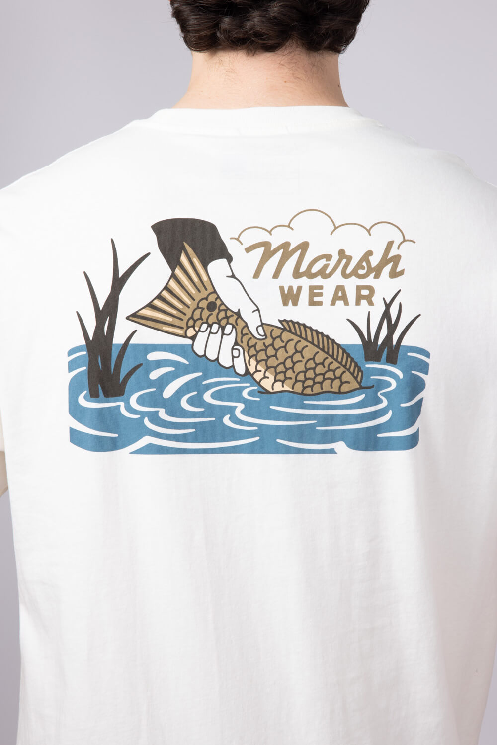 Marsh Wear Release Fish T-Shirt for Men in Vintage White