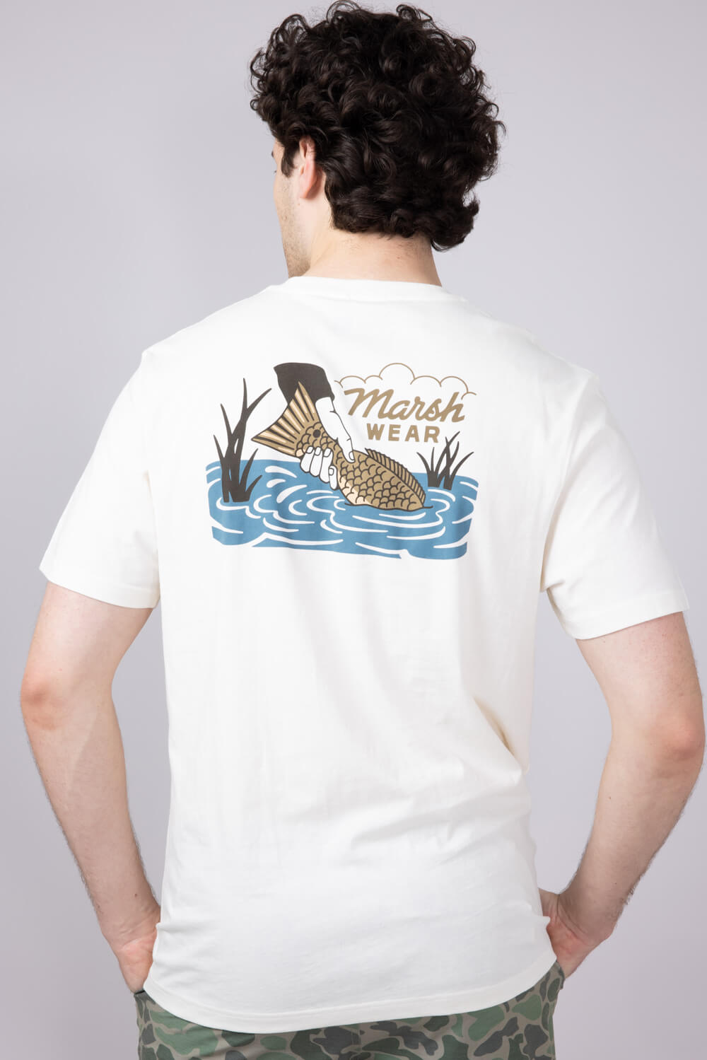 Marsh Wear Release Fish T-Shirt for Men in Vintage White