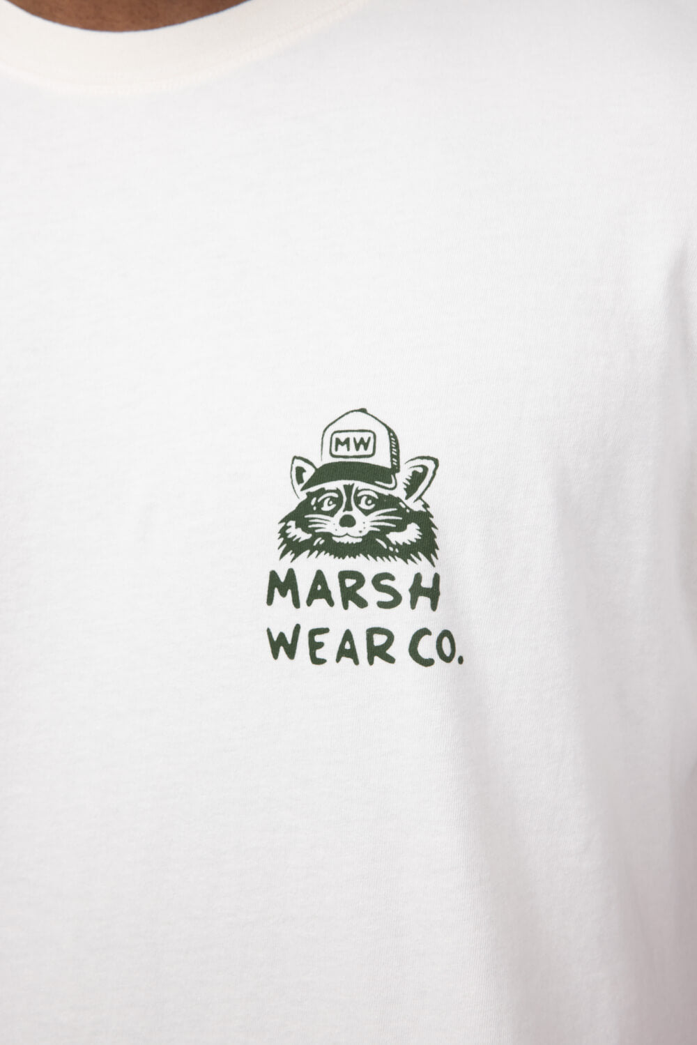 Marsh Wear Stay Awhile Raccoon T-Shirt for Men in White
