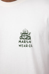 Marsh Wear Stay Awhile Raccoon T-Shirt for Men in White
