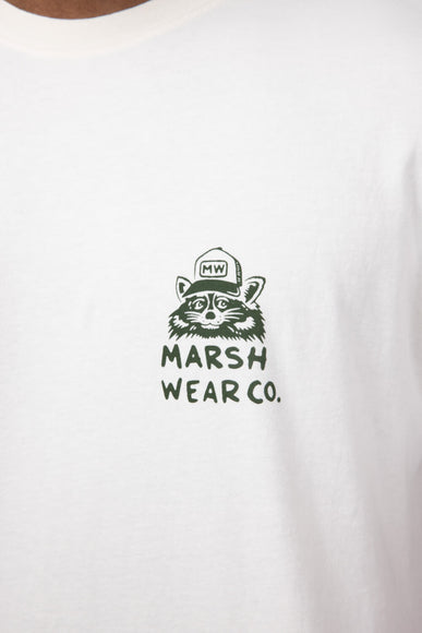 Marsh Wear Stay Awhile Raccoon T-Shirt for Men in White