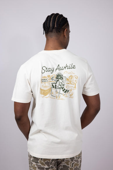 Marsh Wear Stay Awhile Raccoon T-Shirt for Men in White