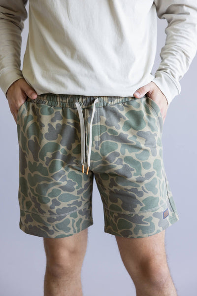 Marsh Wear Sweatshorts for Men in Green Mallard Camo