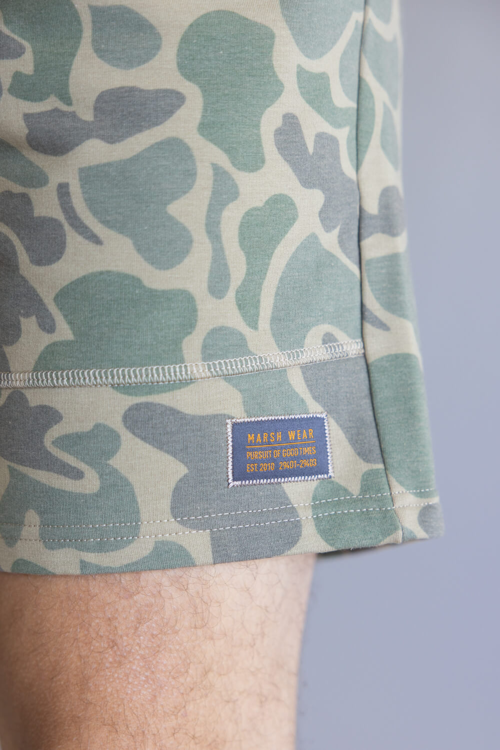 Marsh Wear Sweatshorts for Men in Green Mallard Camo