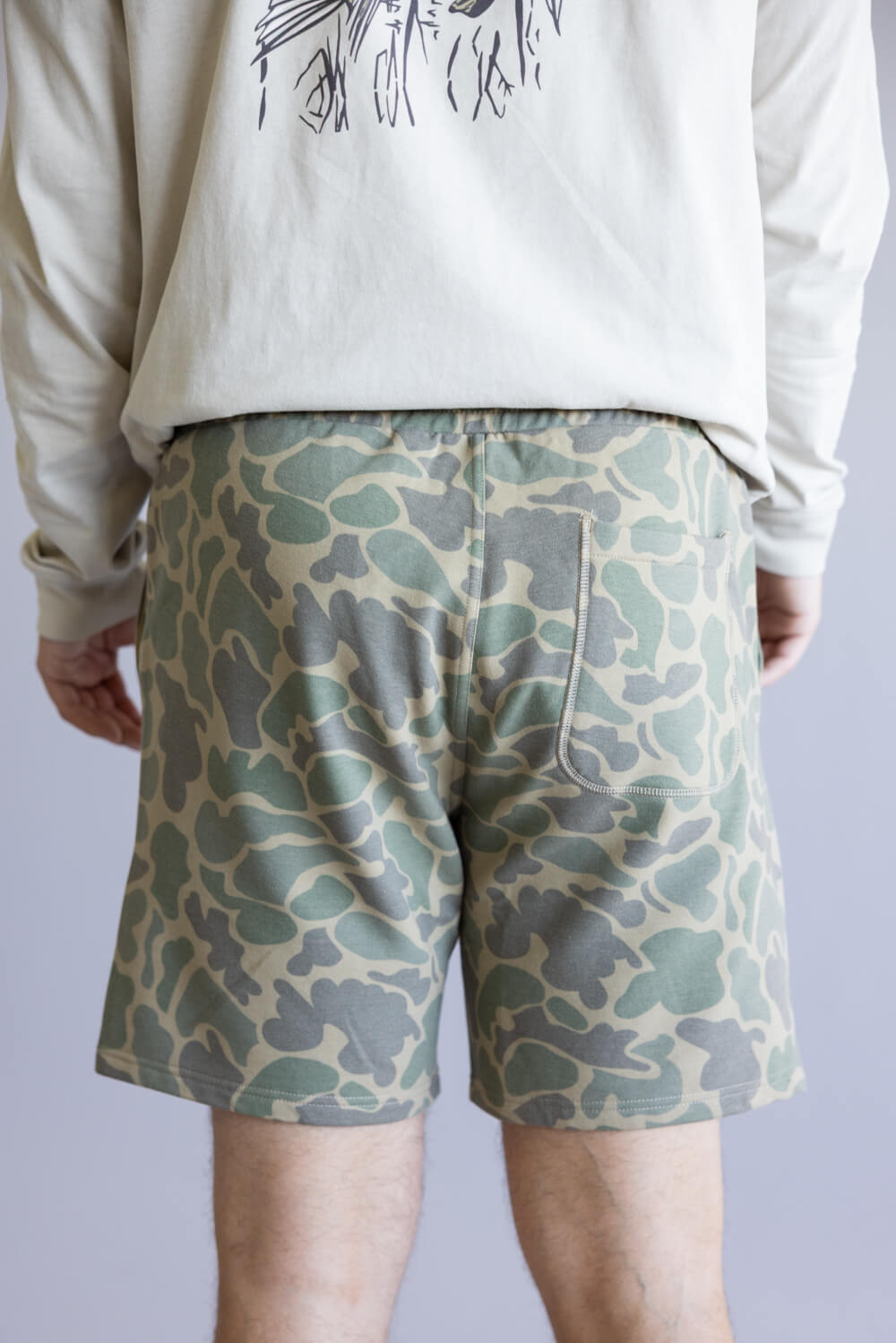 Marsh Wear Sweatshorts for Men in Green Mallard Camo