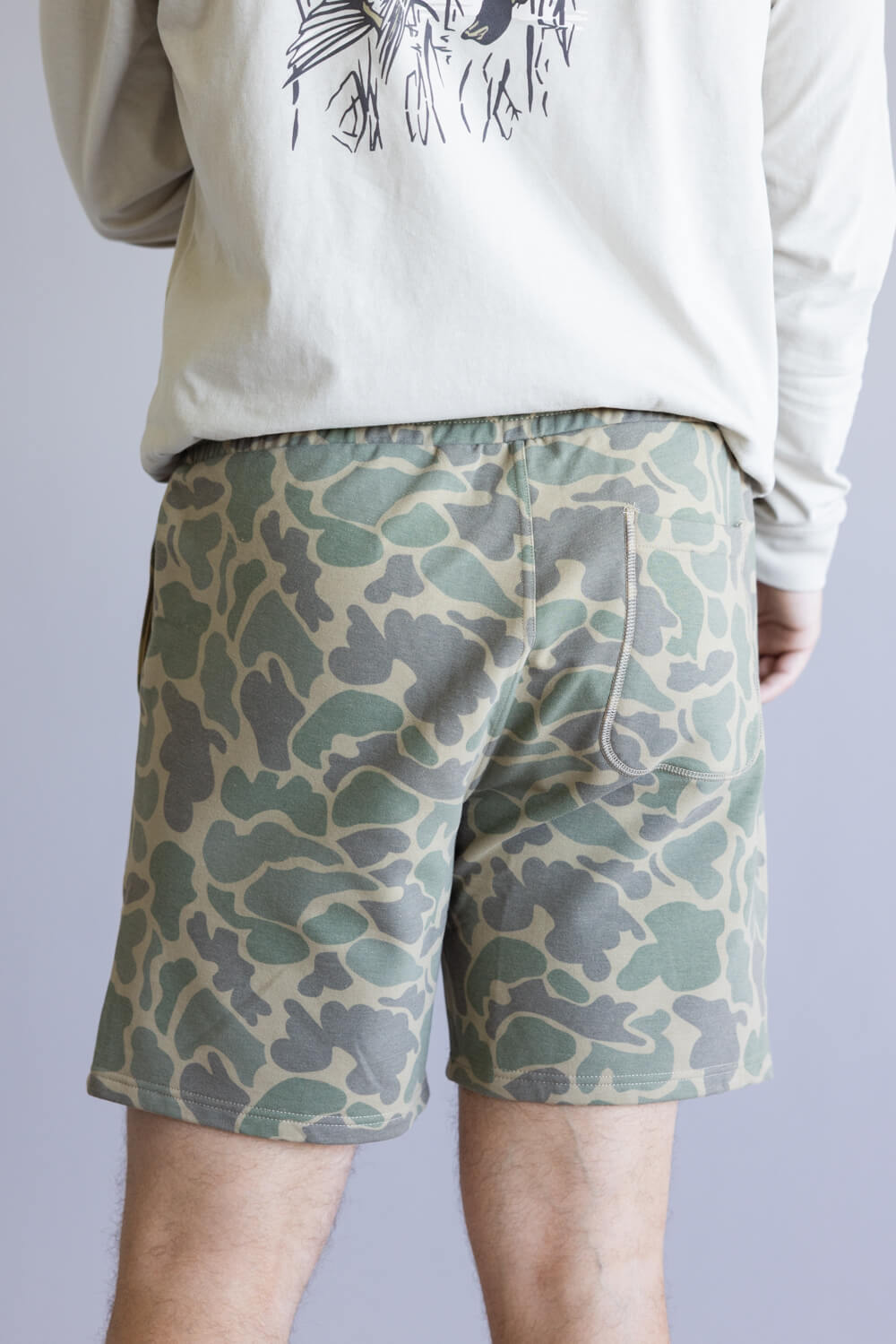 Marsh Wear Sweatshorts for Men in Green Mallard Camo