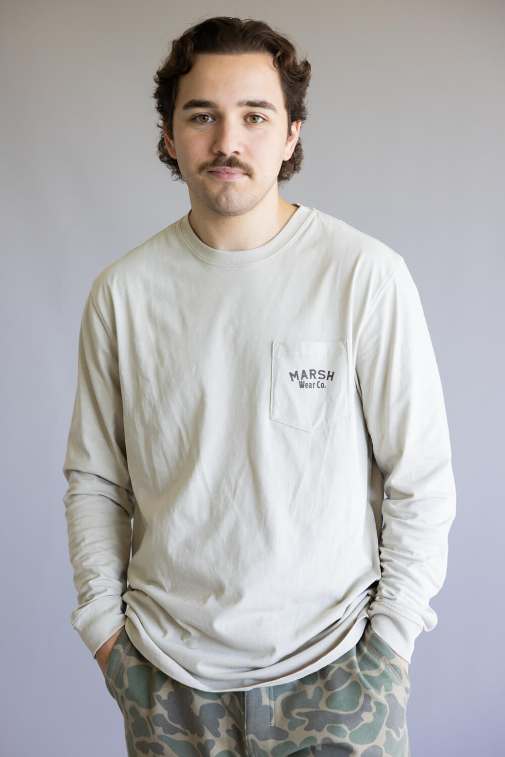 Marsh Wear Red Catch Long Sleeve Shirt for Men in Stone