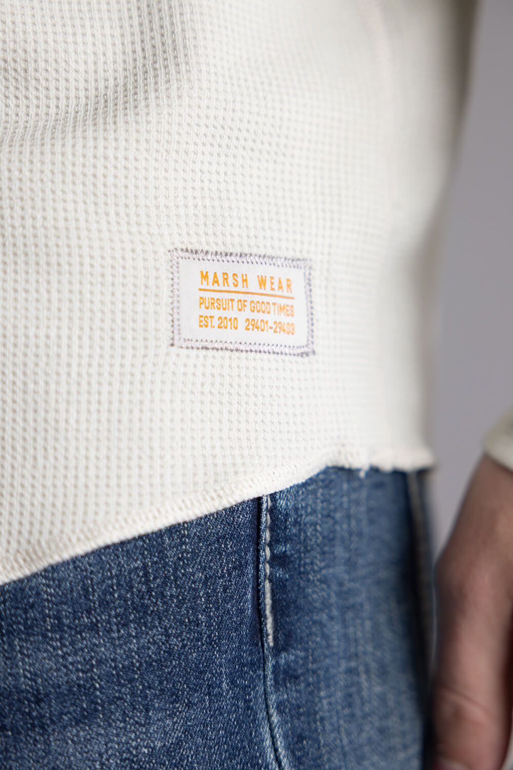 Marsh Wear Surfside Waffle Shirt for Men in Pelican Heather 