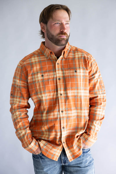 Marsh Wear Westerly Flannel for Men in Apricot Orange