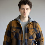 Sherpa Lined Polar Hooded Shacket for Men in Wood