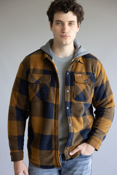 Sherpa Lined Polar Hooded Shacket for Men in Wood