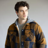 Sherpa Lined Polar Hooded Shacket for Men in Wood