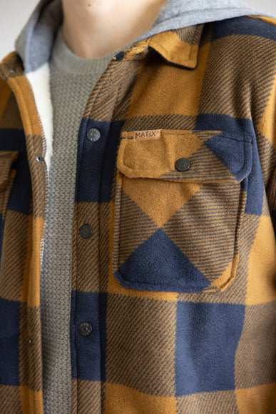 Sherpa Lined Polar Hooded Shacket for Men in Wood
