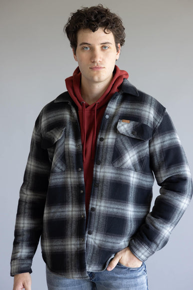 Sherpa Lined Shirt Jacket for Men in Black