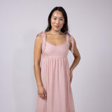 Maxi Tie Sleeve Dress for Women in Light Pink